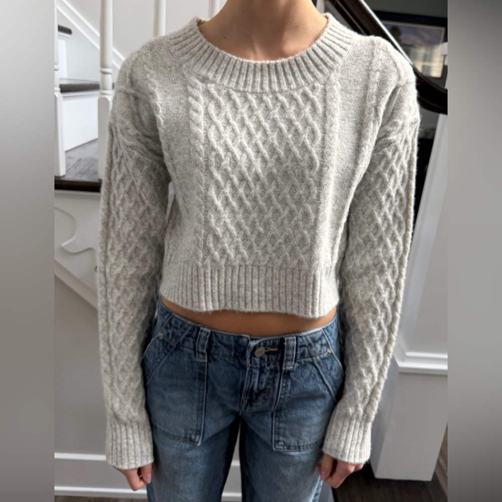 Sincerely Jules Light Gray Cable Knit Sweater - Juniors Size S